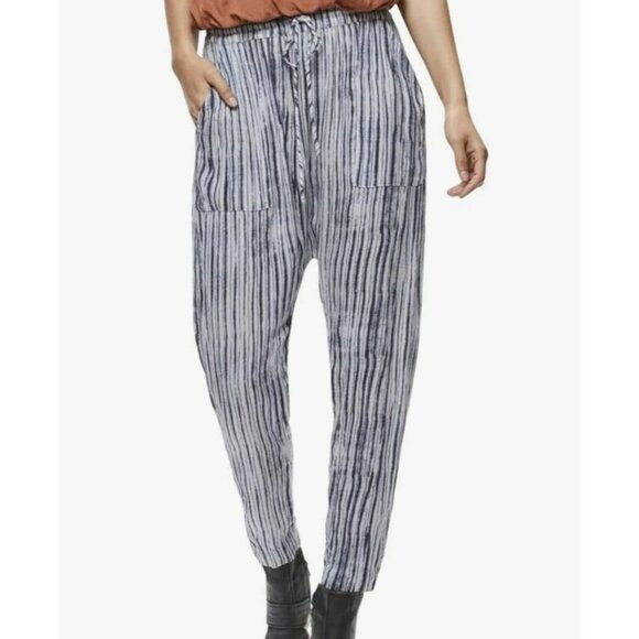 Free People Pants - Free People Pants Striped Lightweight Drawstring  Blue & White Size S Womens